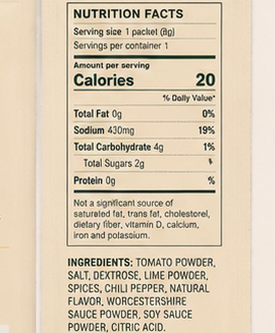 ÉCHALE nutrition facts: 1 packet, 20 calories, 430 mg sodium, 4 g carbohydrate, 2 g sugars.